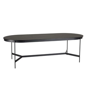 Daly - table à manger en bois ovale noire 240x104cm piètement métal
