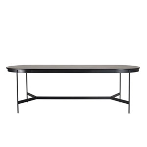 Daly - table à manger en bois ovale noire 240x104cm piètement métal