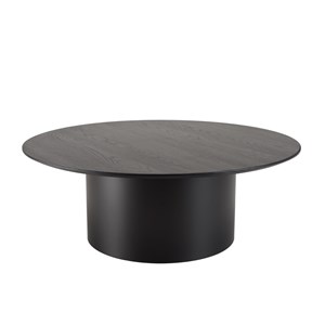 Daly - table basse ronde 90x90cm piètement métal et bois noire
