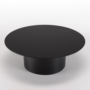 Daly - table basse ronde 90x90cm piètement métal et bois noire