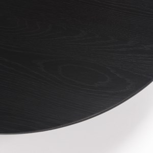 Daly - table basse ronde 90x90cm piètement métal et bois noire