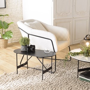 Daly - table basse en bois ovale noire 70x35cm piètement métal