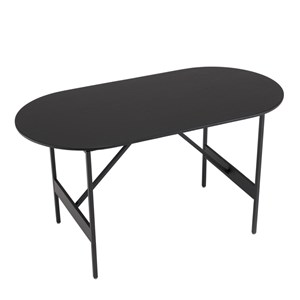 Daly - table basse en bois ovale noire 70x35cm piètement métal