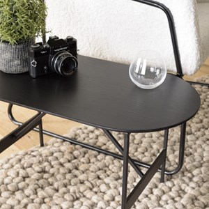 Daly - table basse en bois ovale noire 70x35cm piètement métal