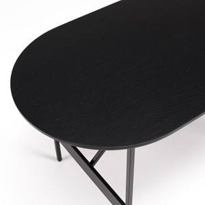 Daly - table basse en bois ovale noire 70x35cm piètement métal
