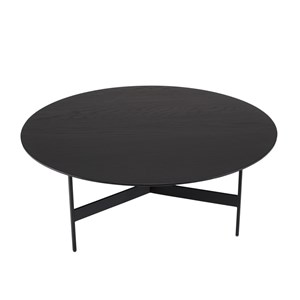 Daly - table basse en bois ronde noire 78x78cm piètement métal
