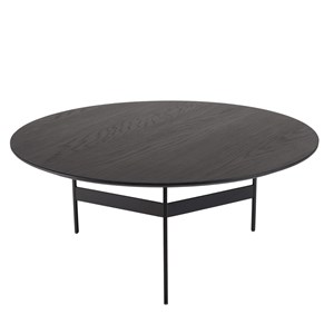 Daly - table basse en bois ronde noire 78x78cm piètement métal