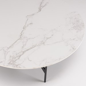 Daly - table basse ronde 78x78cm plateau effet marbre piètement métal