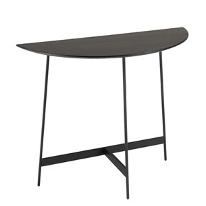 Daly - console demi-lune en bois noire 83x35cm piètement métal