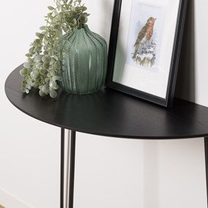Daly - console demi-lune en bois noire 83x35cm piètement métal