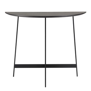Daly - console demi-lune en bois noire 83x35cm piètement métal