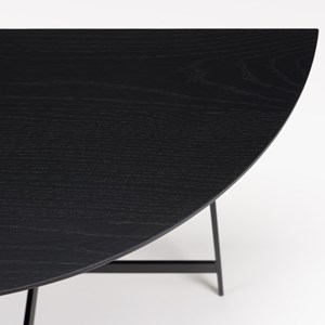 Daly - console demi-lune en bois noire 83x35cm piètement métal