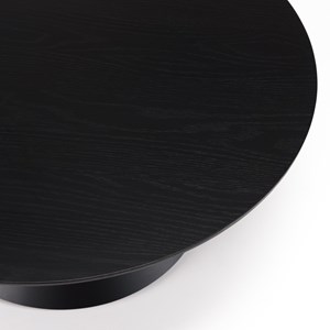 Daly - table basse en bois ronde noire 78x78cm pied conique métal
