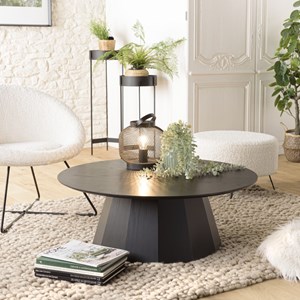 Daly - table basse ronde 90x90cm en bois noire