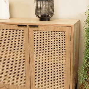 Marceau - buffet en bois 3 tiroirs 2 portes cannage naturel