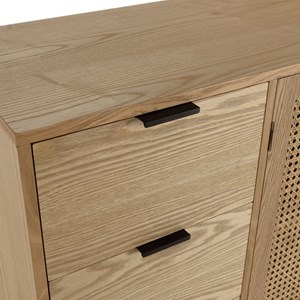 Marceau - buffet en bois 3 tiroirs 2 portes cannage naturel