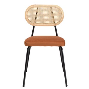 Agathe - lot de 2 chaises dossier rotin assise velours orange