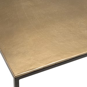 Johan - table basse carrée 90x90cm aluminium doré et noir pieds métal