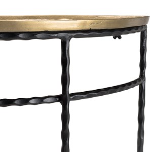 Johan - console demi-lune 90x36cm alu doré pieds métal noirs torsadés