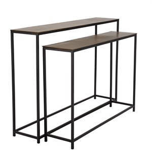 Johan - set de 2 consoles gigognes aluminium doré et noir pieds métal