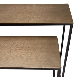 Johan - set de 2 consoles gigognes aluminium doré et noir pieds métal