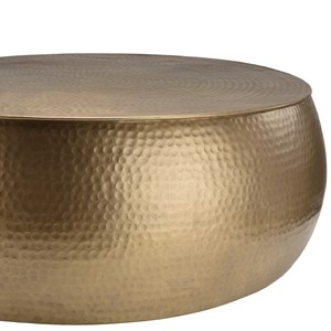 Johan - table basse ronde 106x106cm effet martelé aluminium doré