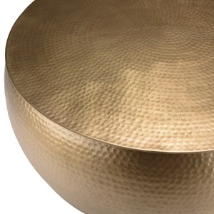 Johan - table basse ronde 106x106cm effet martelé aluminium doré