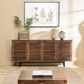 Alix - buffet en bois de manguier 4 portes ajourées