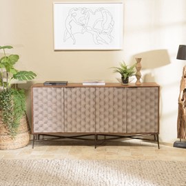 Alix - buffet en bois de manguier 4 portes motifs