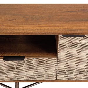 Alix - meuble tv en bois manguier 2 portes 1 tiroir motifs ethniques