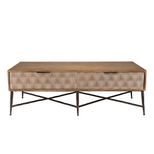 Alix - table basse rectangulaire en bois de manguier 2 tiroirs