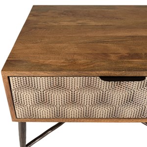 Alix - table basse rectangulaire en bois de manguier 2 tiroirs