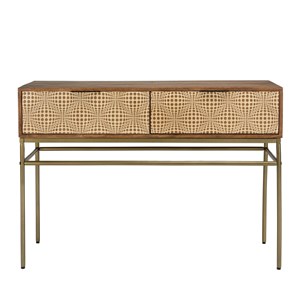 Alix - console en bois de manguier 2 tiroirs motifs ethniques