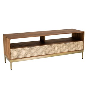 Alix - meuble tv en bois de manguier 2 niches 2 tiroirs
