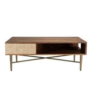 Alix - table basse rectangulaire en bois de manguier 2 niches