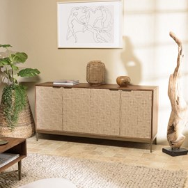 Alix - buffet en bois de manguier 4 portes motifs ethniques