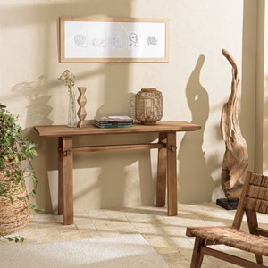 Sixtine - console 140x40cm en bois de teck recyclé