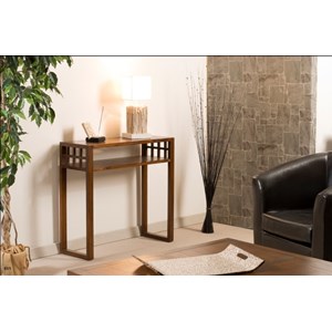 Lauren - console marron rectangulaire 1 étagère bois mindi