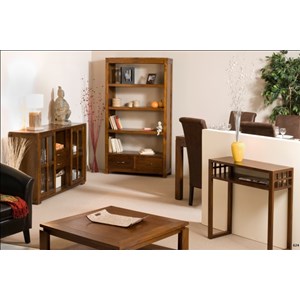 Lauren - console marron rectangulaire 1 étagère bois mindi