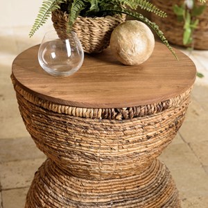 Sixtine - tabouret assise en bois de teck recyclé