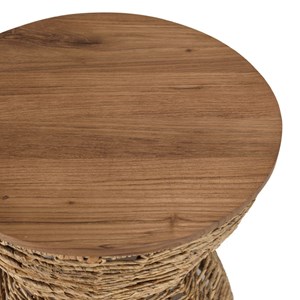 Sixtine - tabouret marron assise en bois de teck recyclé