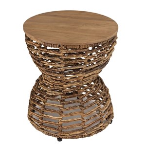Sixtine - tabouret ajouré assise en bois de teck recyclé
