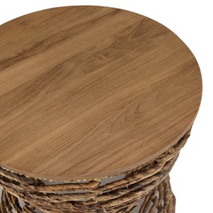 Sixtine - tabouret ajouré assise en bois de teck recyclé