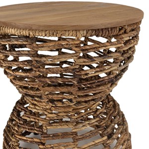 Sixtine - tabouret ajouré assise en bois de teck recyclé