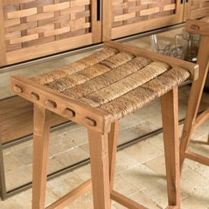 Sixtine - tabouret haut assise en tissage naturel