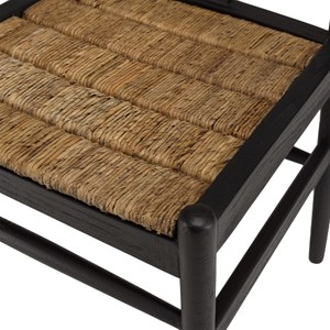 Sixtine - chaise bois de teck recyclé dossier arrondi et rotin noire