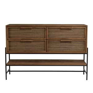 Sixtine - buffet 4 tiroirs 1 étagère en bois de teck recyclé
