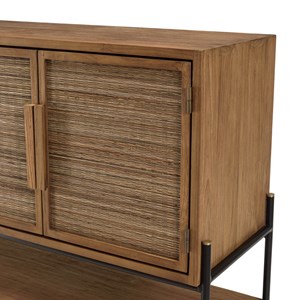 Sixtine - buffet 4 portes en bois de teck recyclé et rotin