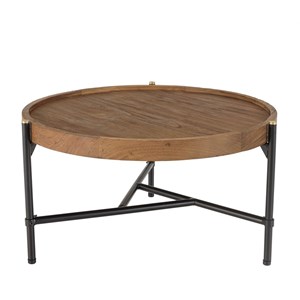 Sixtine - table basse ronde diam 58 plateau en bois de teck recyclé