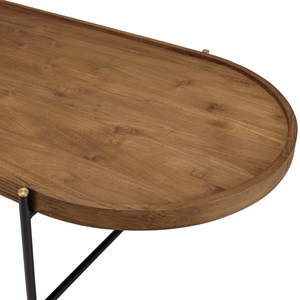 Sixtine - table basse ovale 140x63cm plateau en bois de teck recyclé